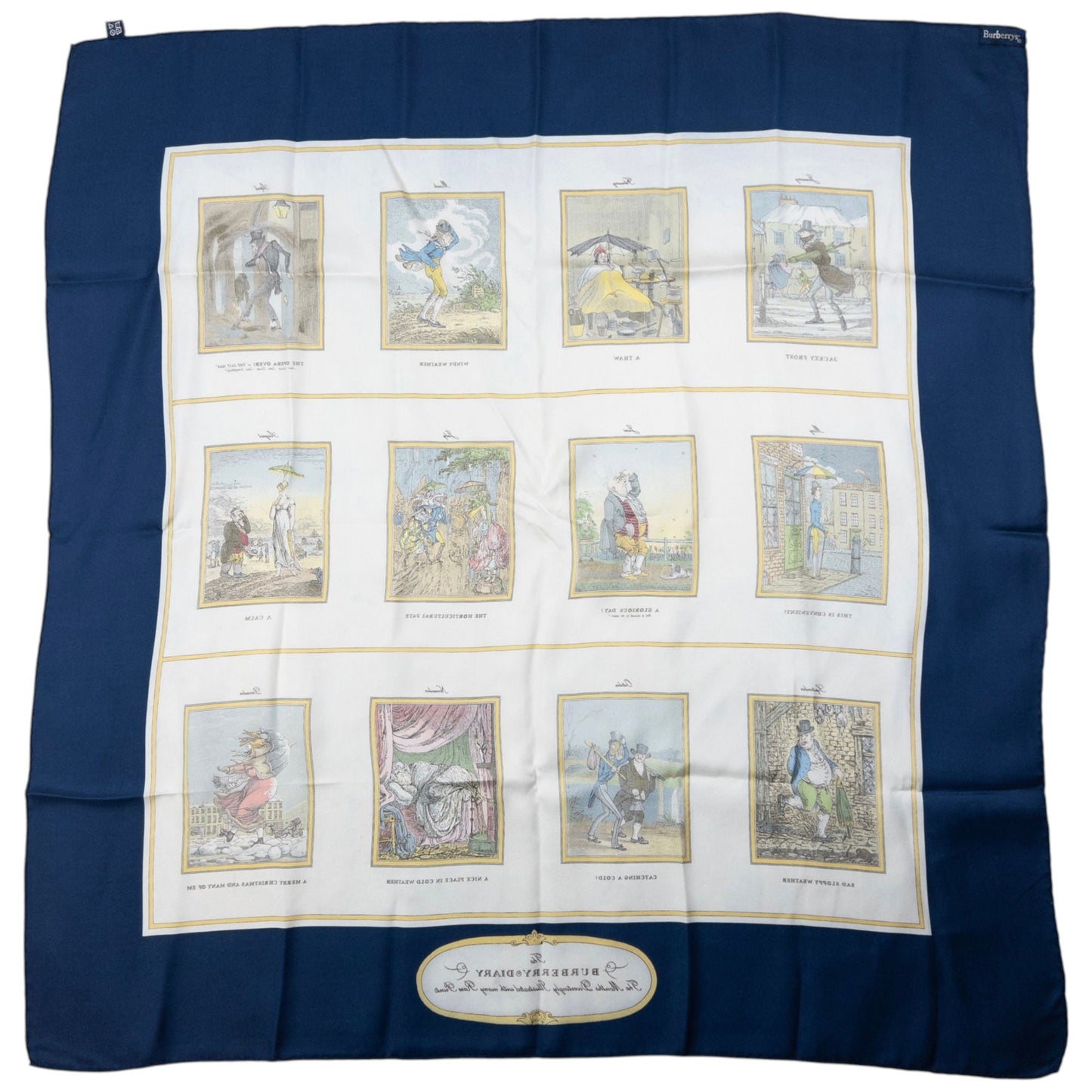 Vintage Burberry Diary Golden Jubilee Silk Scarf