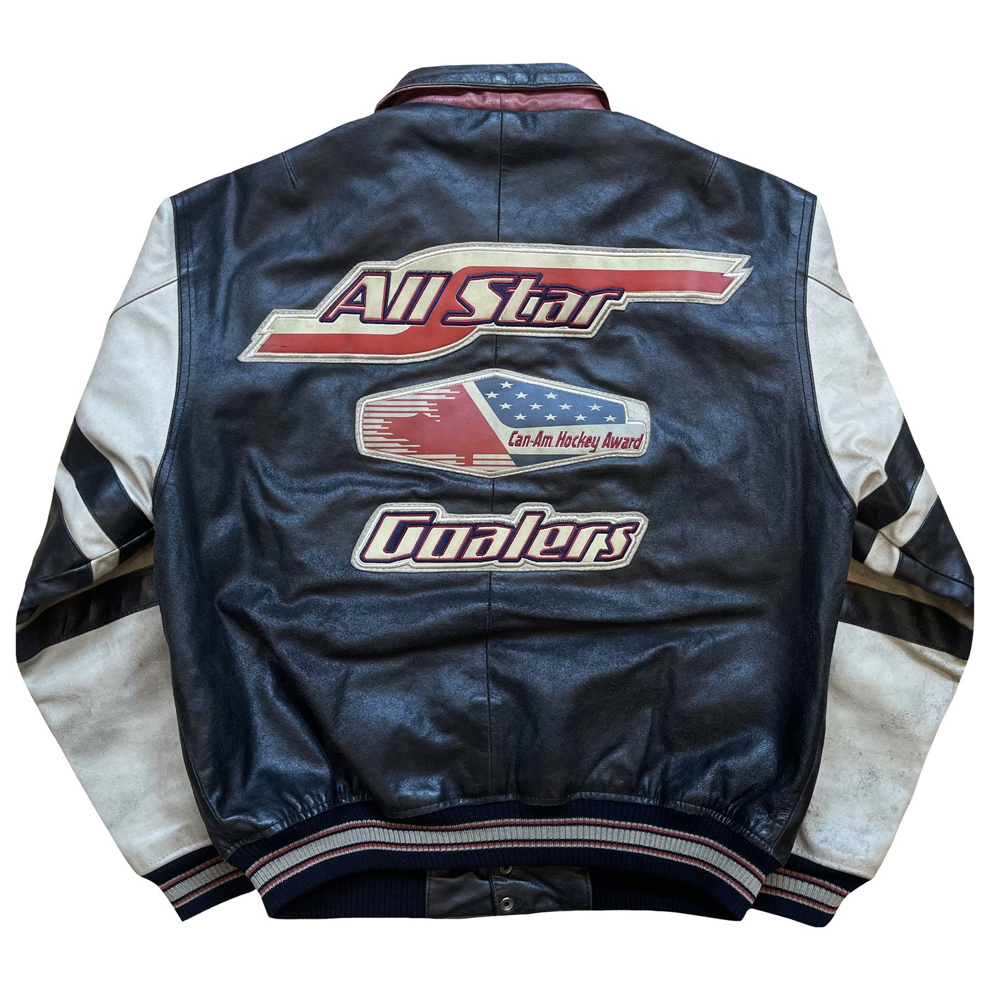 Avirex All Star Goalers Leather Varsity Jacket - M