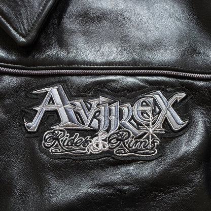 Avirex 'Rides & Rims' Leather Varsity Jacket - L | Large, Black
