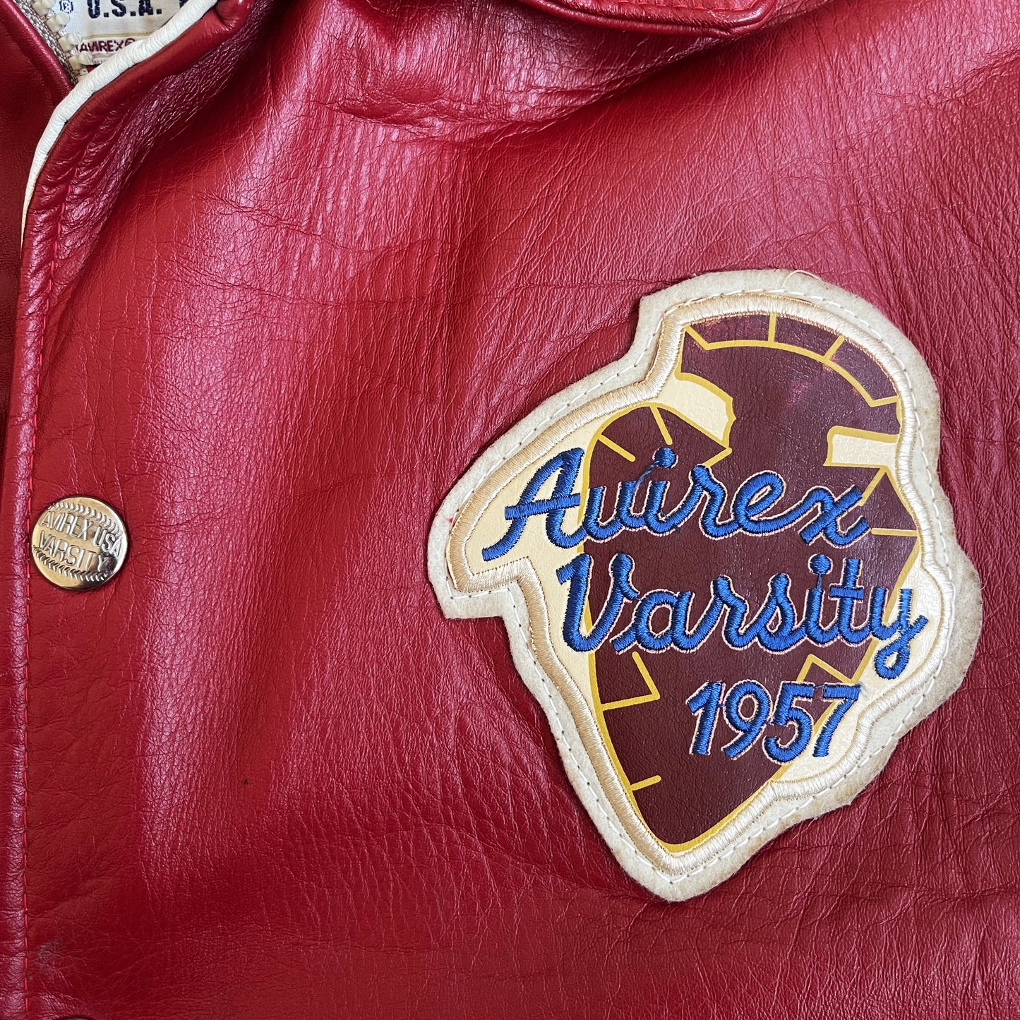 Avirex 'Sioux Football Team' Leather Varsity Jacket - S