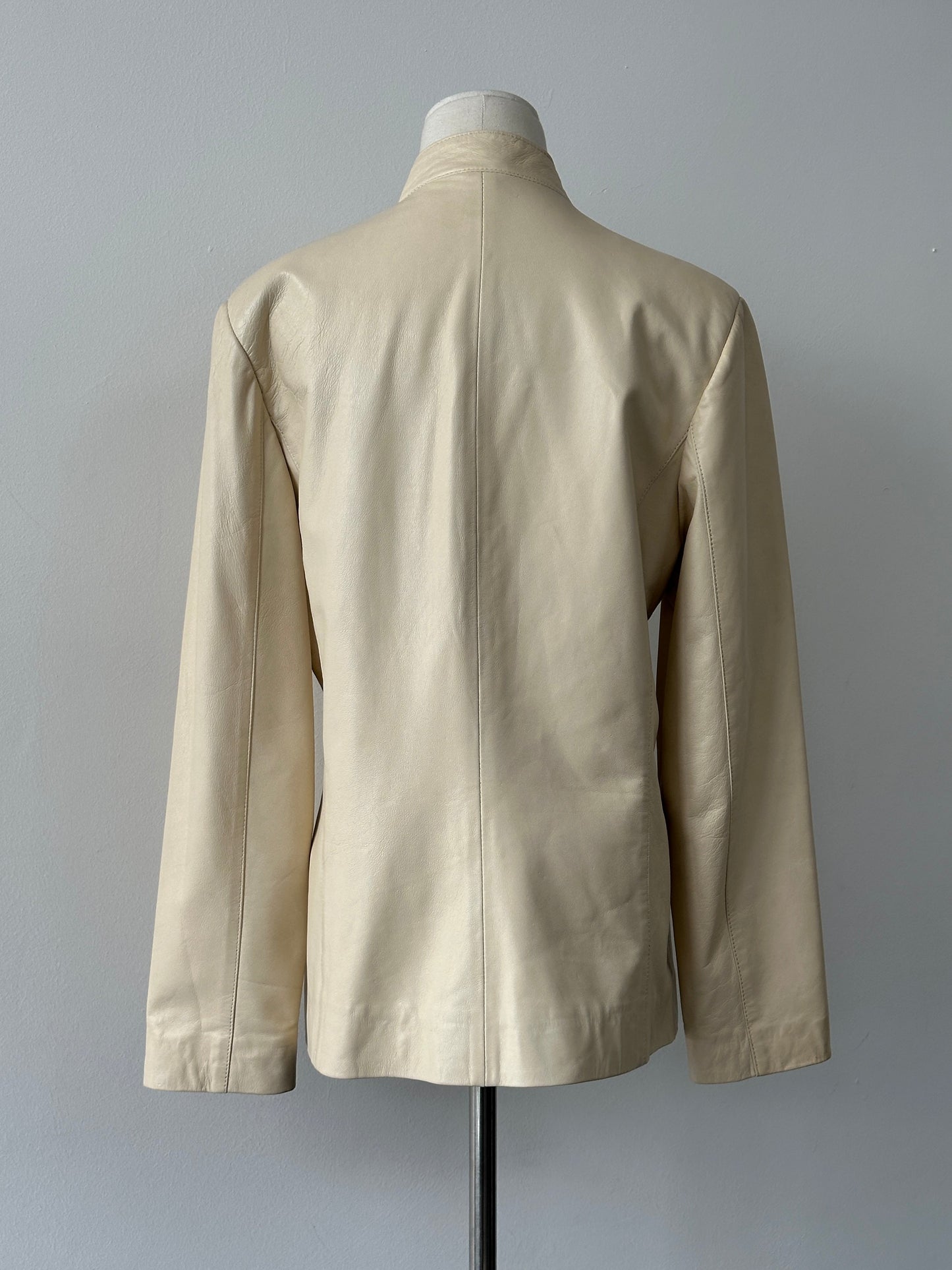 Vintage 1990s Concealed Placket Leather Jacket - M