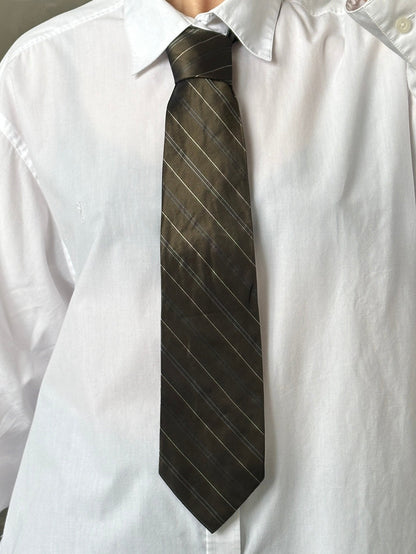 Trussardi 1990s Pure Silk Diagonal Stripe Tie