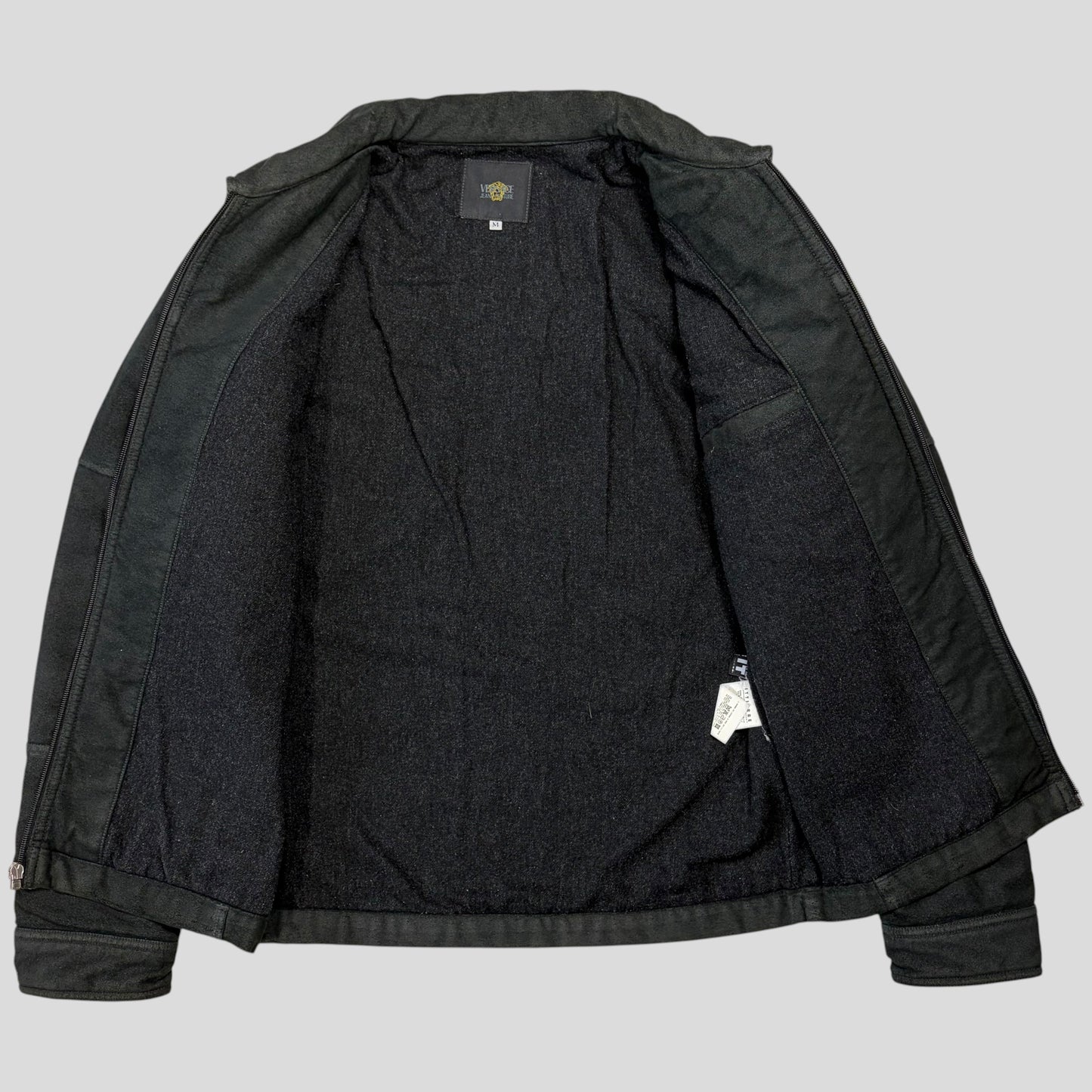 Versace VJC 00’s Moleskin Cotton Asymmetric Stud Pocket Jacket - M | O/S, Grey