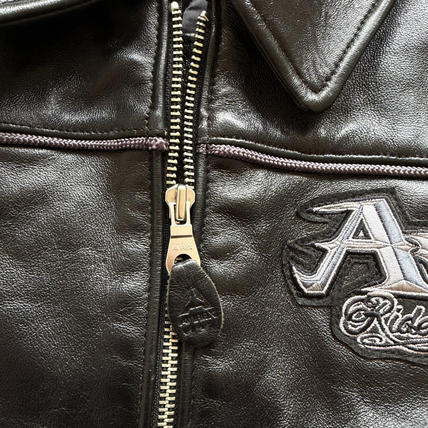 Avirex 'Rides & Rims' Leather Varsity Jacket - L | Large, Black