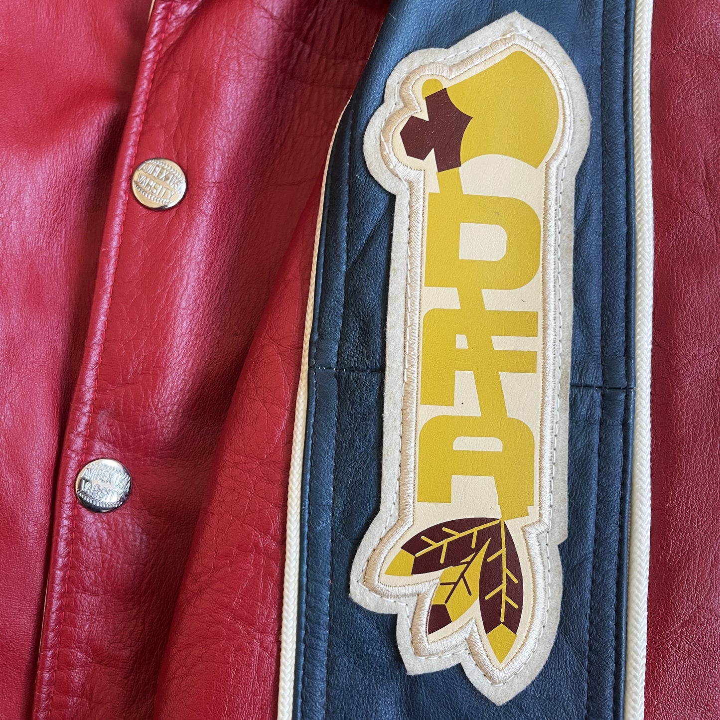 Avirex 'Sioux Football Team' Leather Varsity Jacket - S