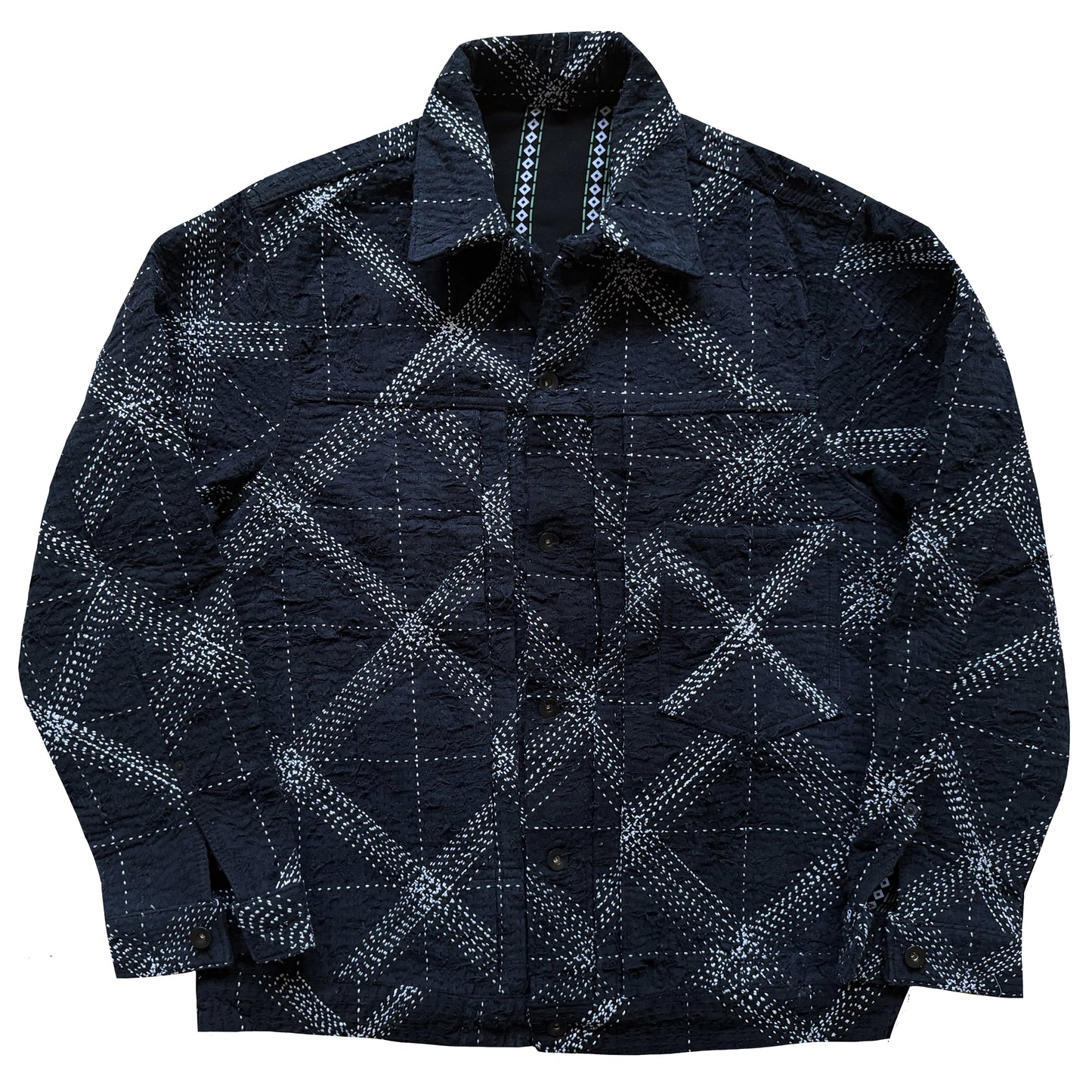 Boro Sashiko Distressed Denim Trucker Jacket - XL