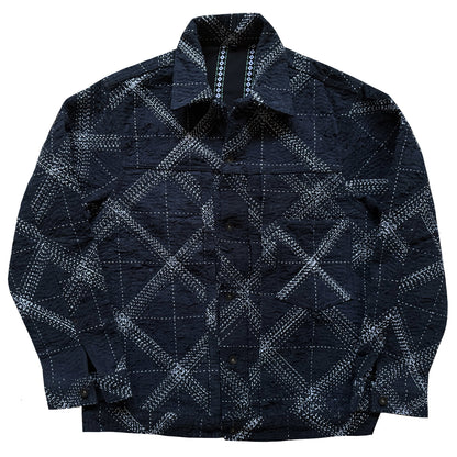 Boro Sashiko Distressed Denim Trucker Jacket - XL