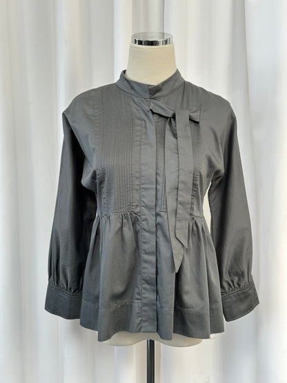 Vintage 2000s Peplum Cotton Tie Shirt - XS/S