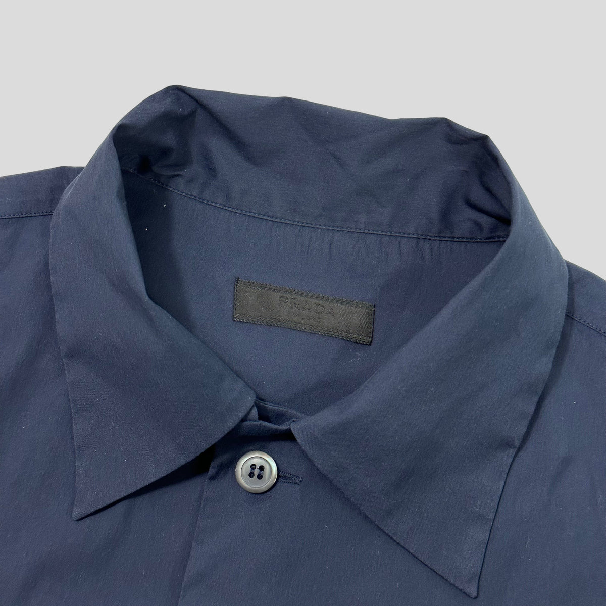 Prada Milano 2018 Rubber Logo Tech Stripe Shirt - L | Navy