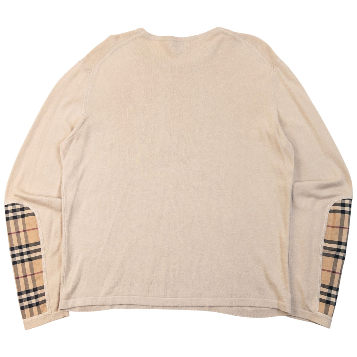 Vintage 2000s Burberry Nova Check Sleeve Patch Jumper Size S | Small, Beige