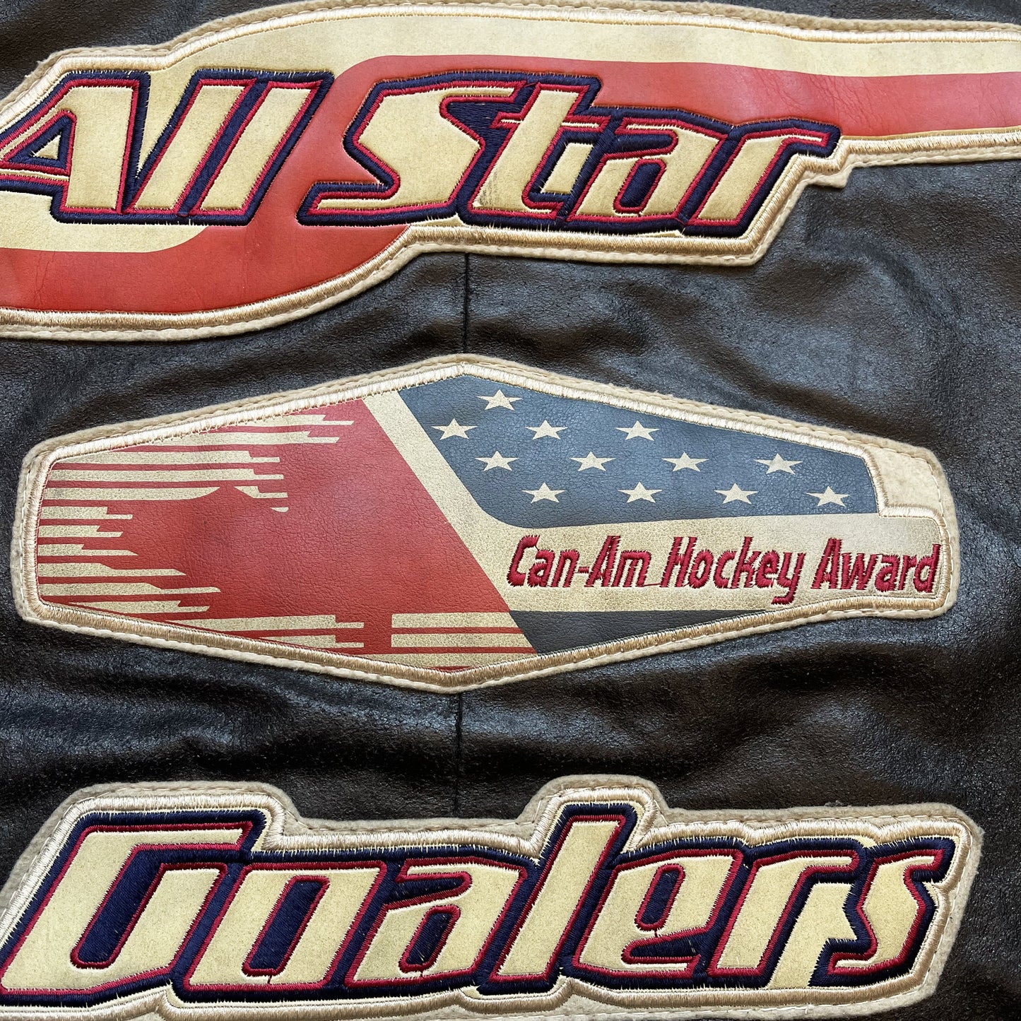Avirex All Star Goalers Leather Varsity Jacket - M