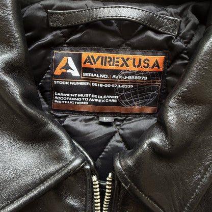 Avirex 'Rides & Rims' Leather Varsity Jacket - L | Large, Black