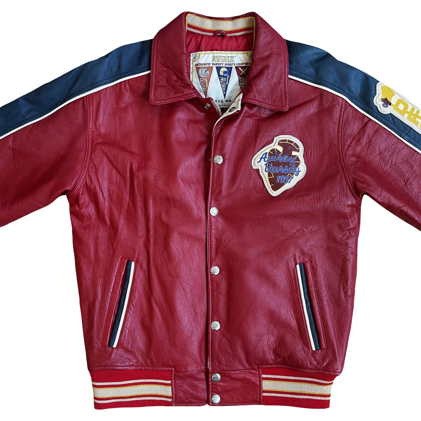 Avirex 'Sioux Football Team' Leather Varsity Jacket - S