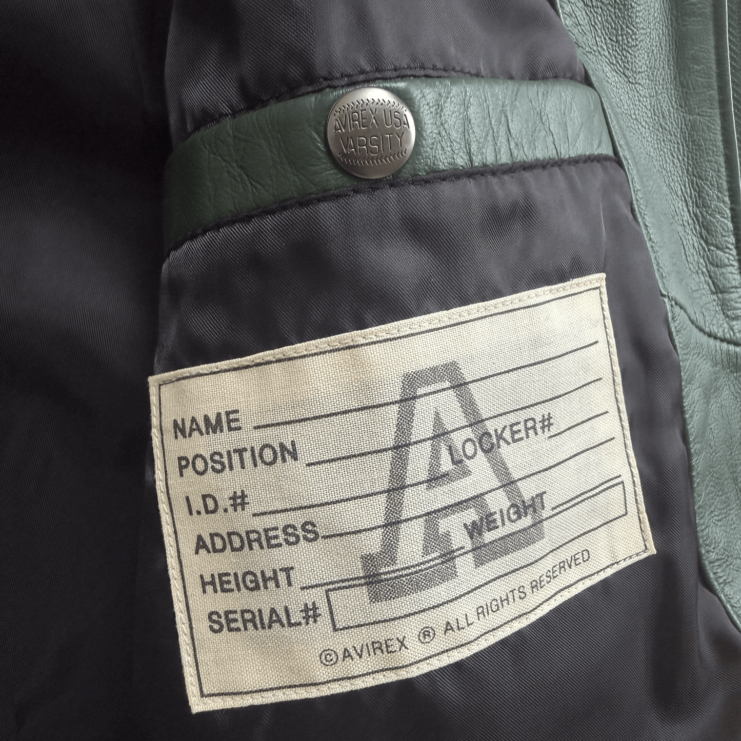 Avirex USA Signature Leather Varsity Jacket - L | Large, Green