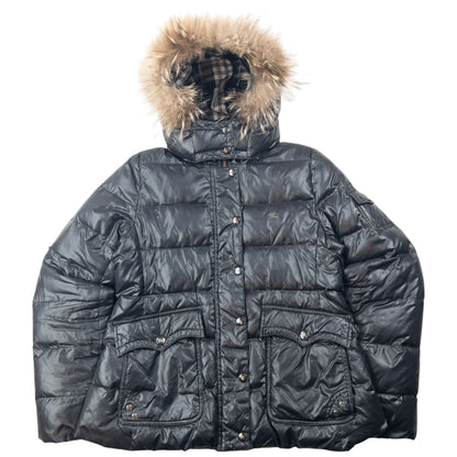 Vintage 2000s Burberry Blue Label Fur Hood Puffer Jacket Womens Size M | Medium, Multicoloured