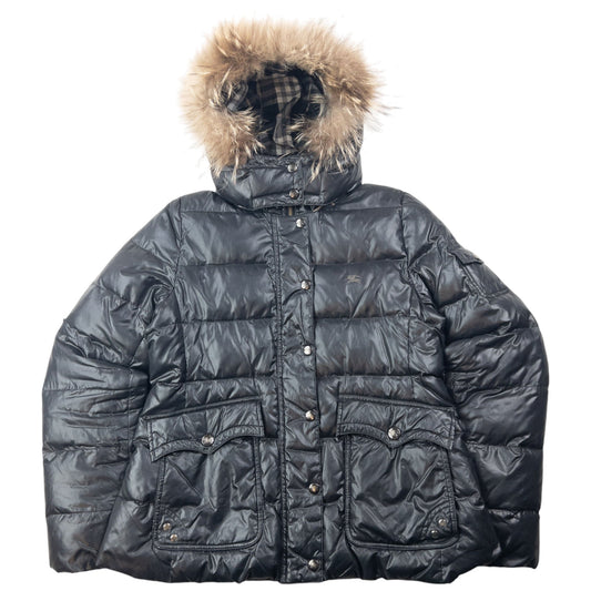 Vintage 2000s Burberry Blue Label Fur Hood Puffer Jacket Womens Size M | Medium, Multicoloured