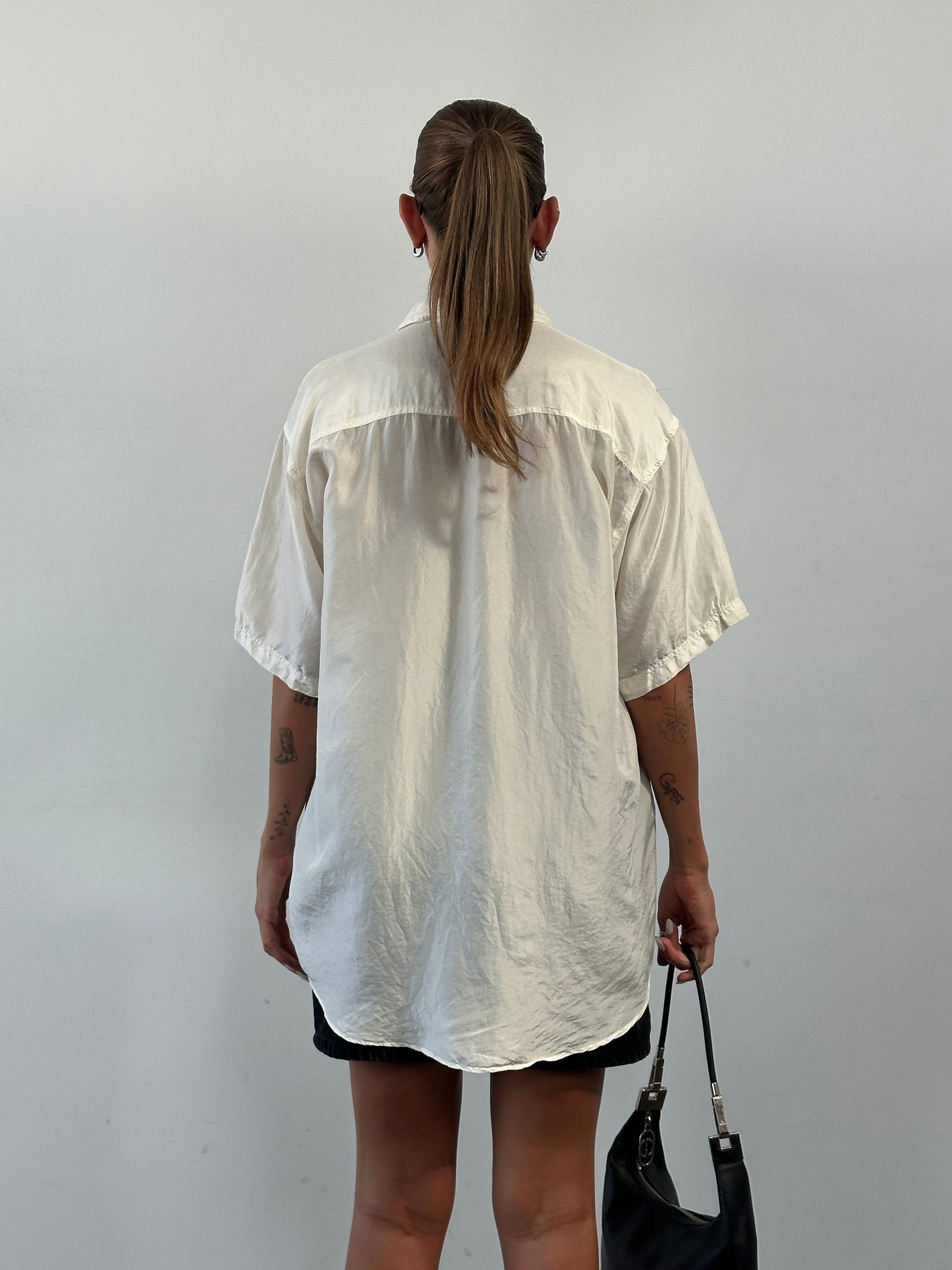 Vintage Pure Silk Short Sleeve Shirt - XL