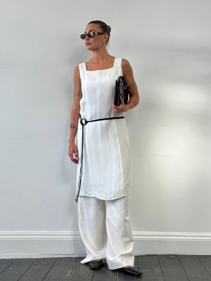 Max Mara Linen Square Neck Midi Dress - M/L