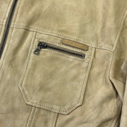 Prada Milano 2007 Suede Leather Double Pocket Logo Jacket - IT56 | Default Title, Cream