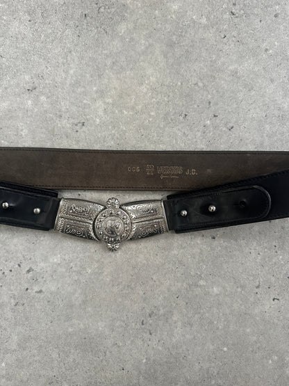 Gianni Versace Versus 1990s Panther Buckle Leather Belt - W38
