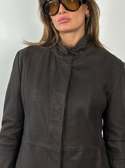 Vintage 1990s Leather High Neck Leather Jacket - S