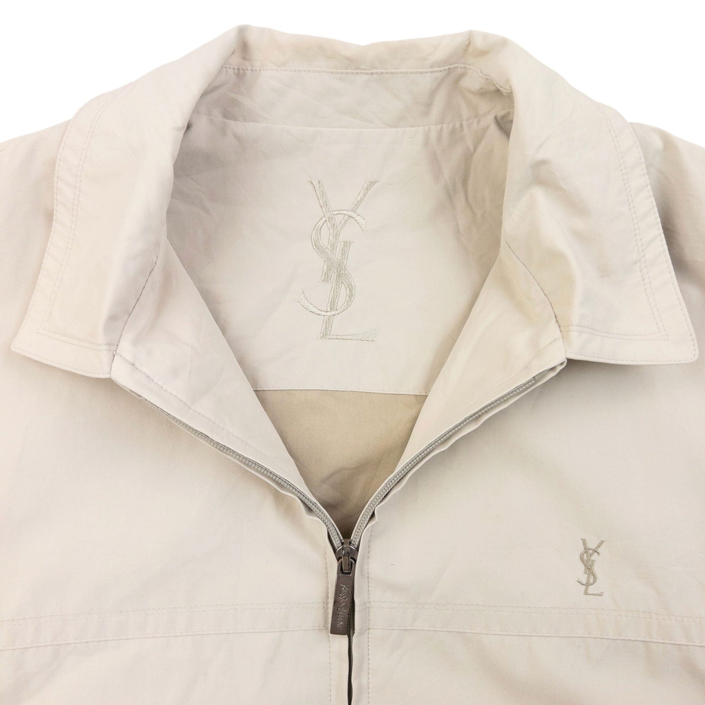 Vintage 90s YSL Yves Saint Laurent Harrington Jacket Size M | Medium, Cream