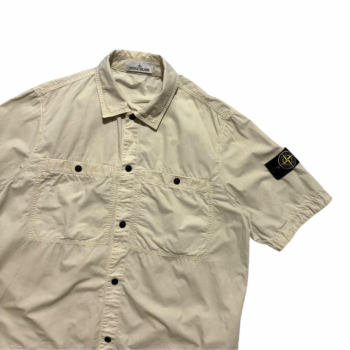 Stone Island Button Up Shirt | Large, Beige