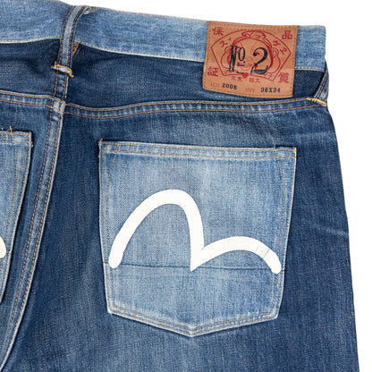 Vintage Evisu Double Gull Contrast Japanese Denim Jeans Size W36