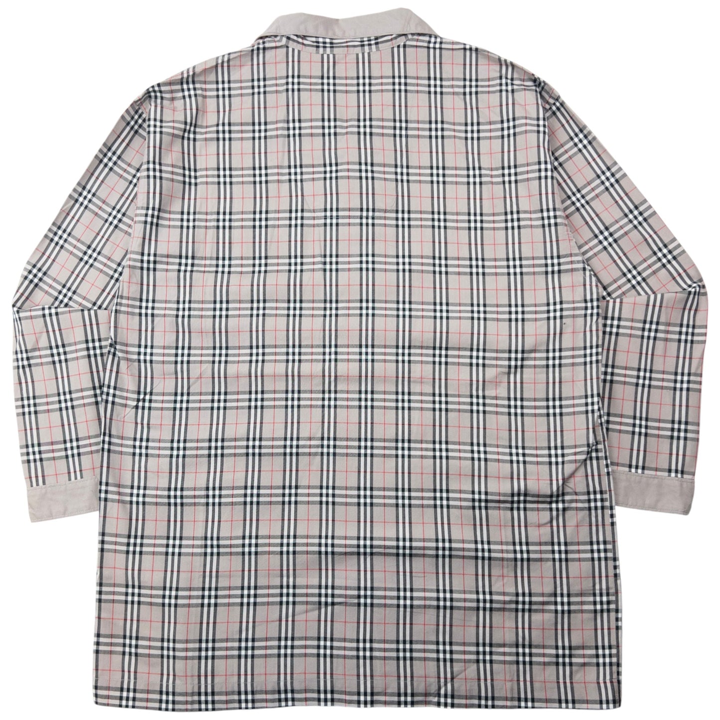Vintage 2000s Burberry Nova Check Long Sleeve Button Up Pyjama Shirt Size L | Large, Grey