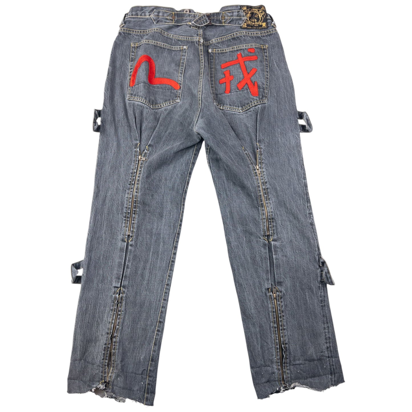 Vintage Evisu Embroidered Gull Bondage Zip Japanese Denim Jeans Size W33