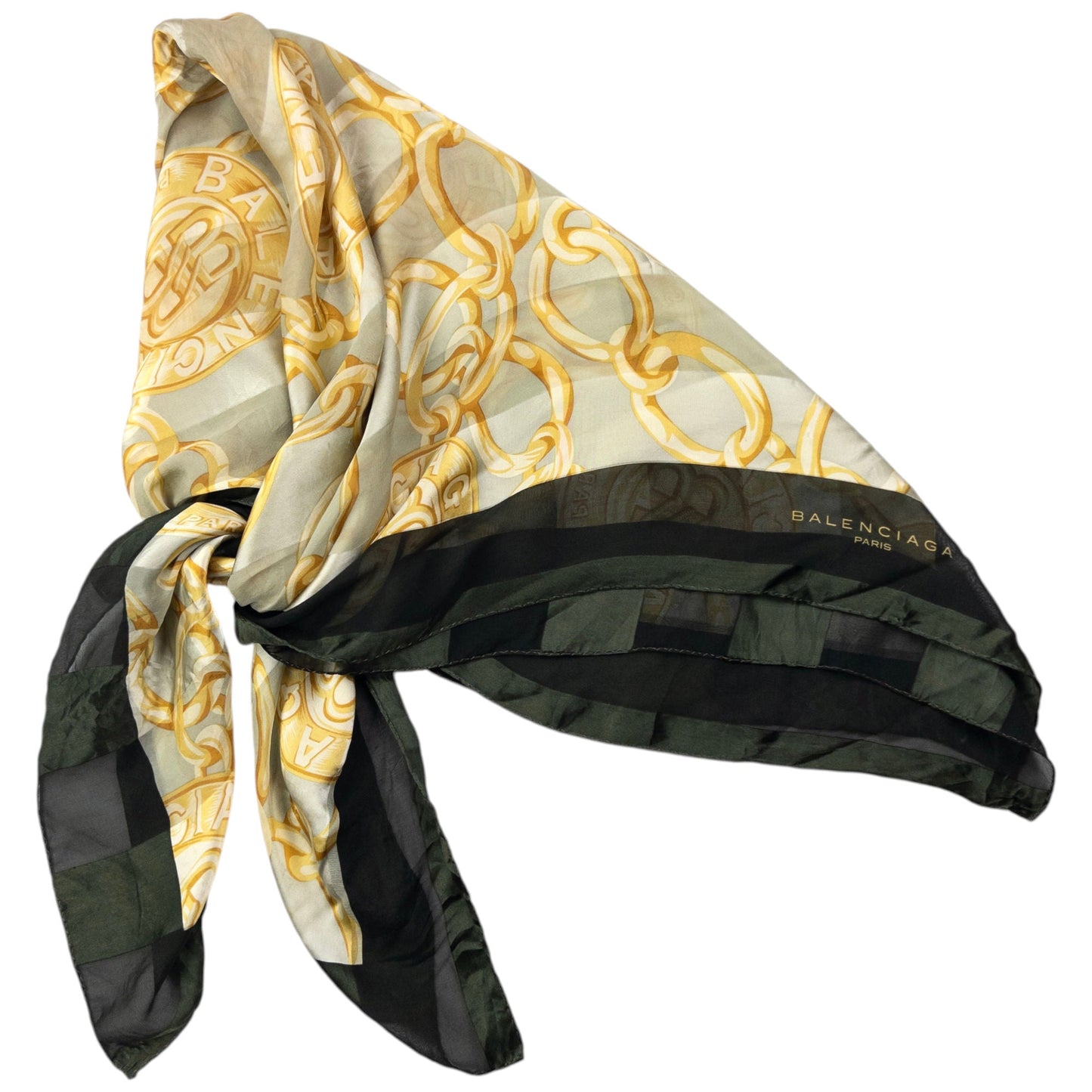 Vintage 2000s Balenciaga Chain Pattern Silk Scarf