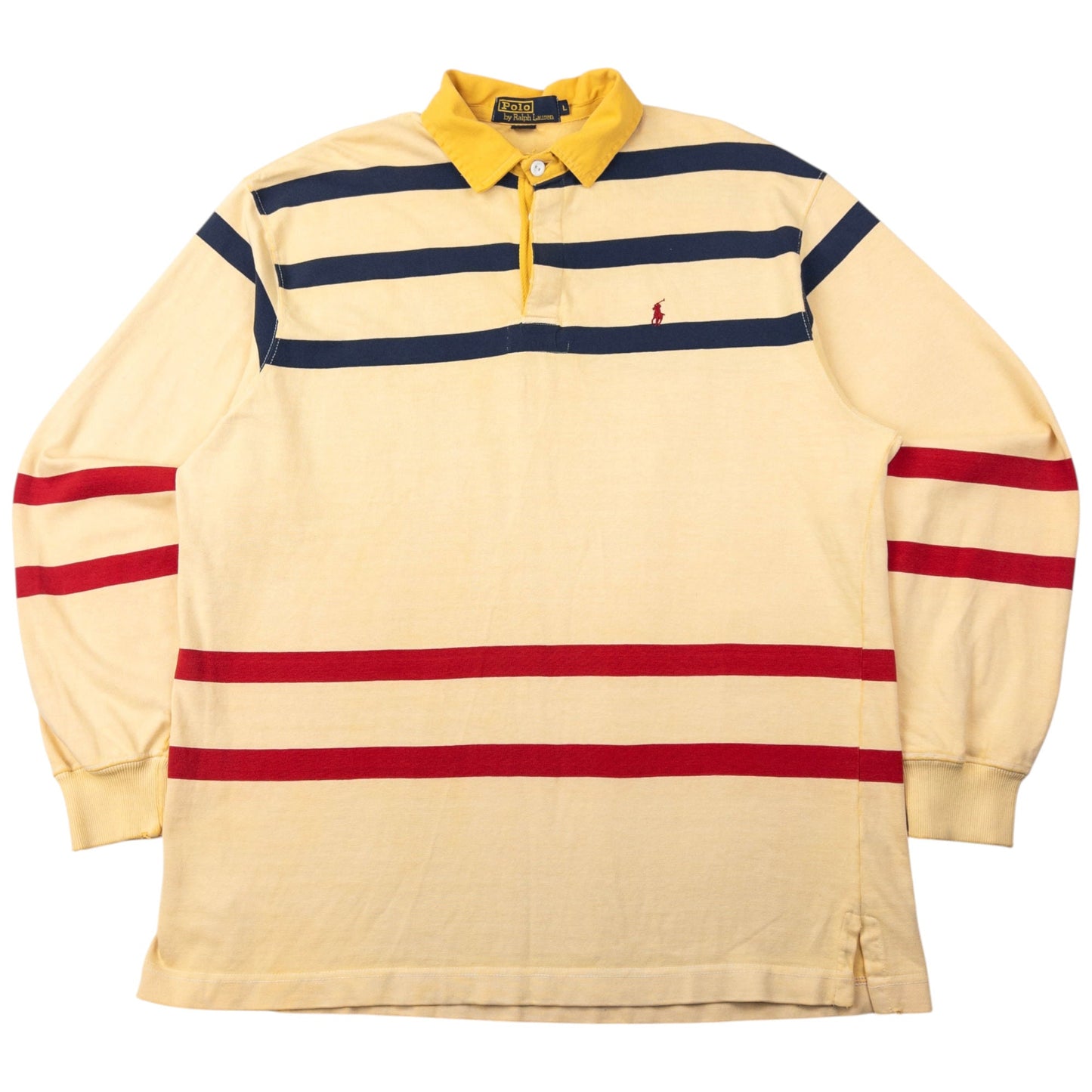 Vintage Ralph Lauren Striped Long Sleeve Rugby Polo Shirt Size L