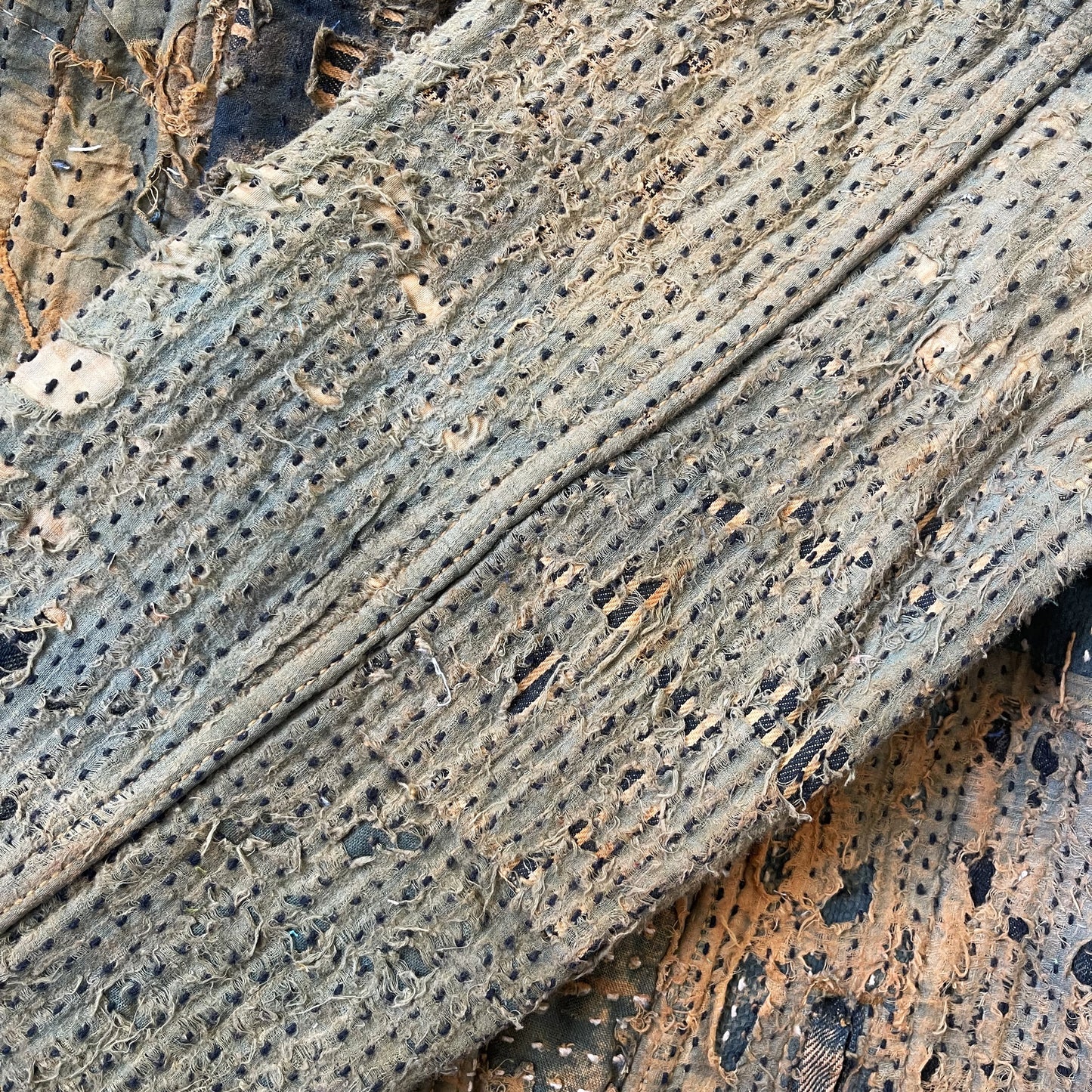 Boro Sashiko Distressed Denim Trucker Jacket - XL