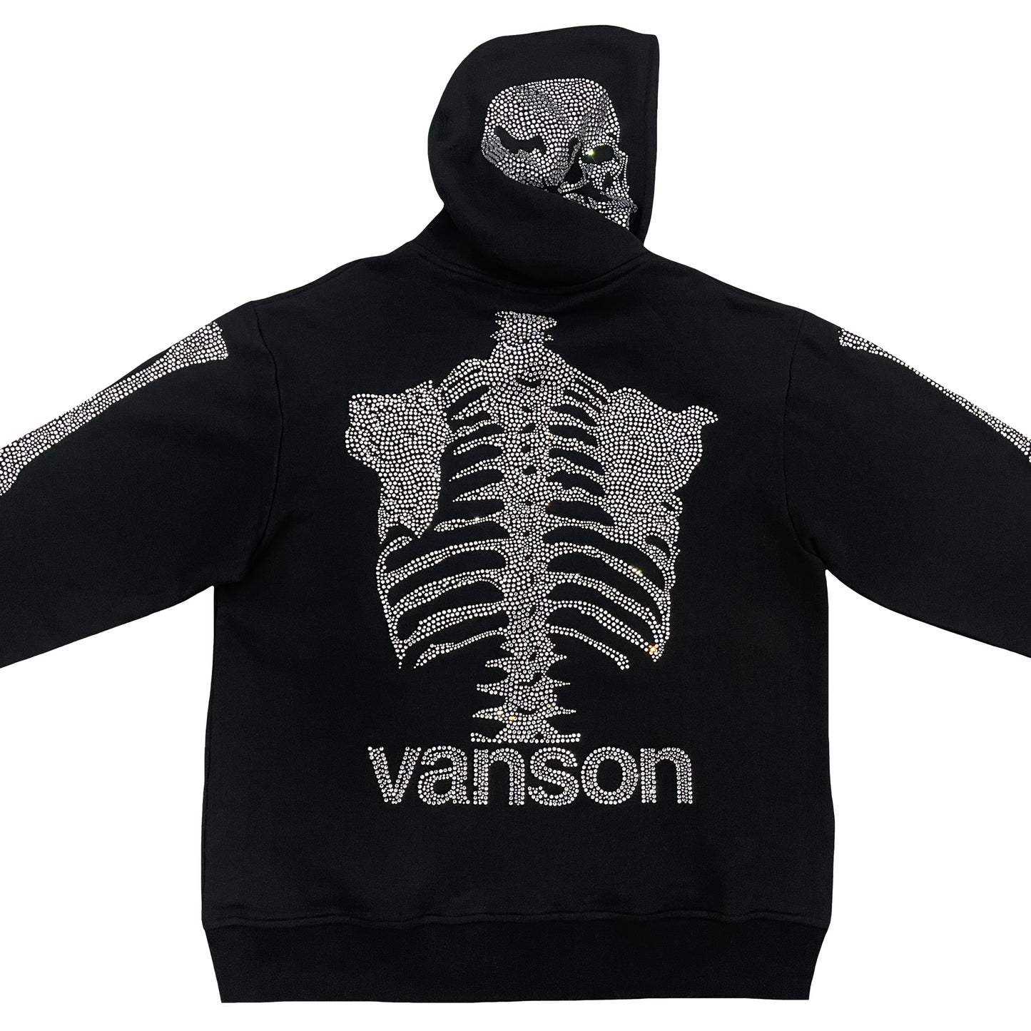 Vanson Leathers 50th Anniversary Rhinestone Skeleton Hoodie - XL