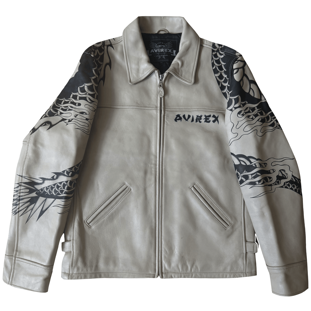 Avirex Tattoo Style 'Dragon vs Snake' Leather Jacket - XL / XXL | XL, Red