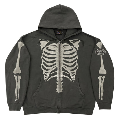 Vanson Leathers Distressed Skeleton Hoodie - XL | XL, Grey