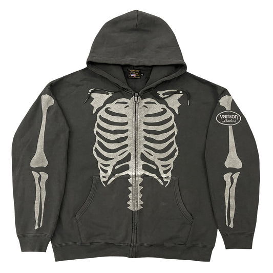 Vanson Leathers Distressed Skeleton Hoodie - XL