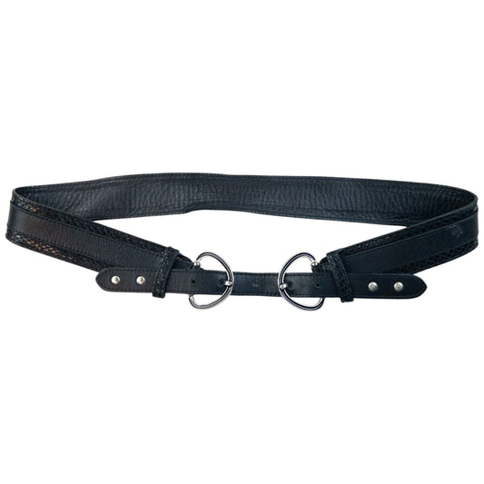 Vintage 2000s Dolce & Gabbana Leather Snakeskin Belt Size L | O/S, Black