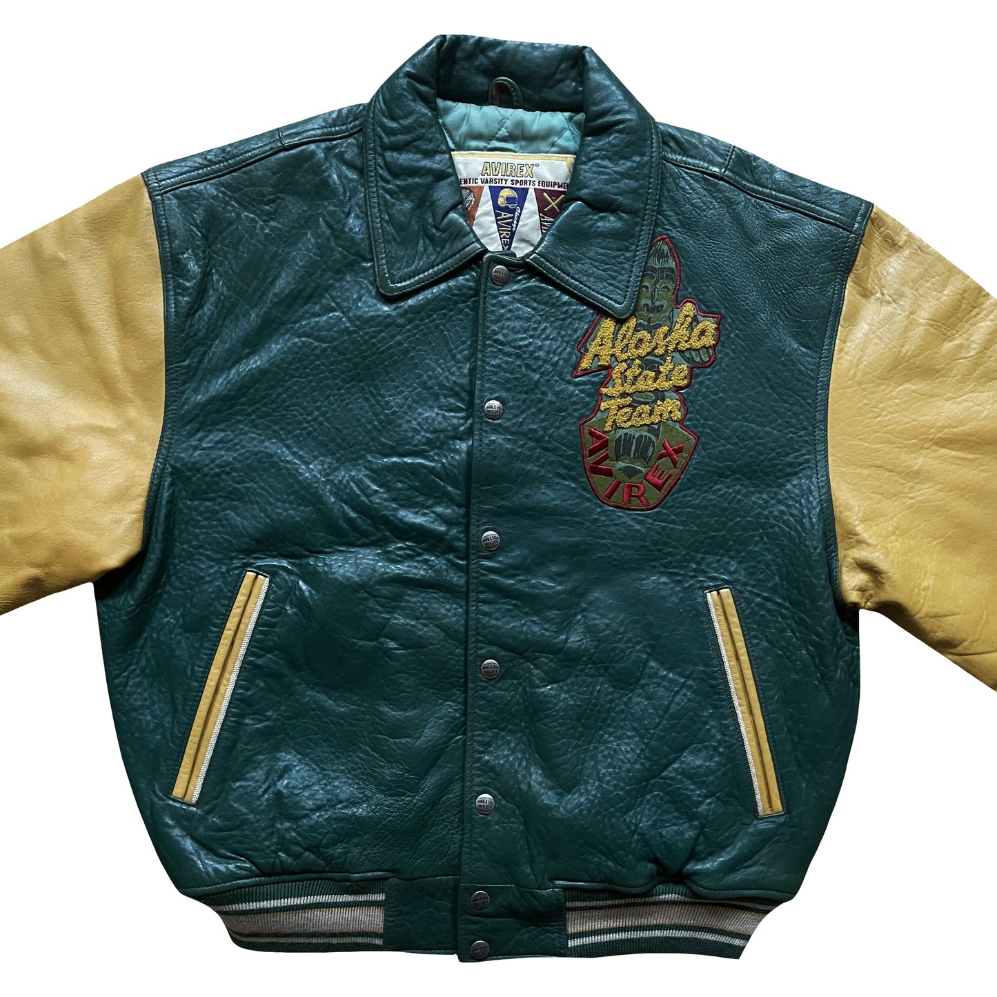 Avirex 'Alaskan Wild Bears' Leather Varsity Jacket - M