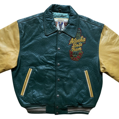 Avirex 'Alaskan Wild Bears' Leather Varsity Jacket - M