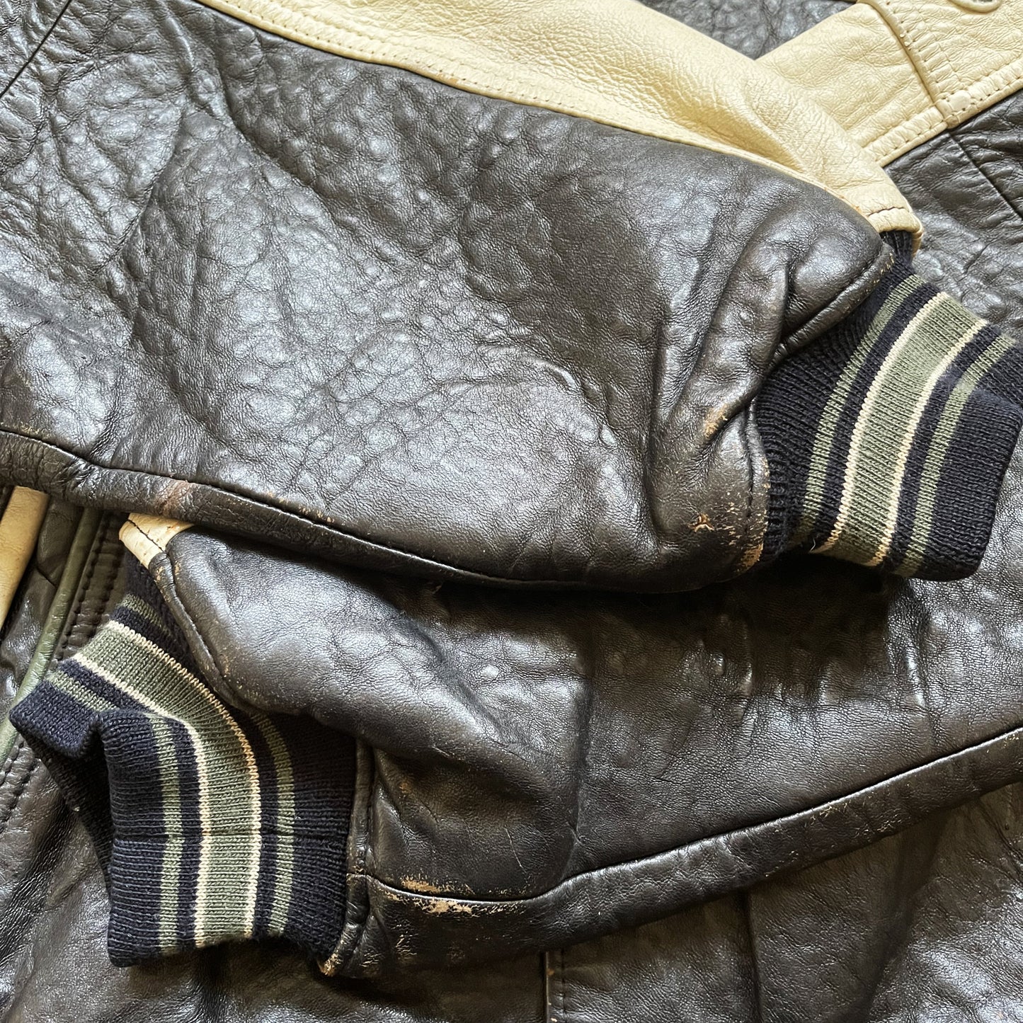 Avirex 'North West Wild Bears' Leather Varsity Jacket - M