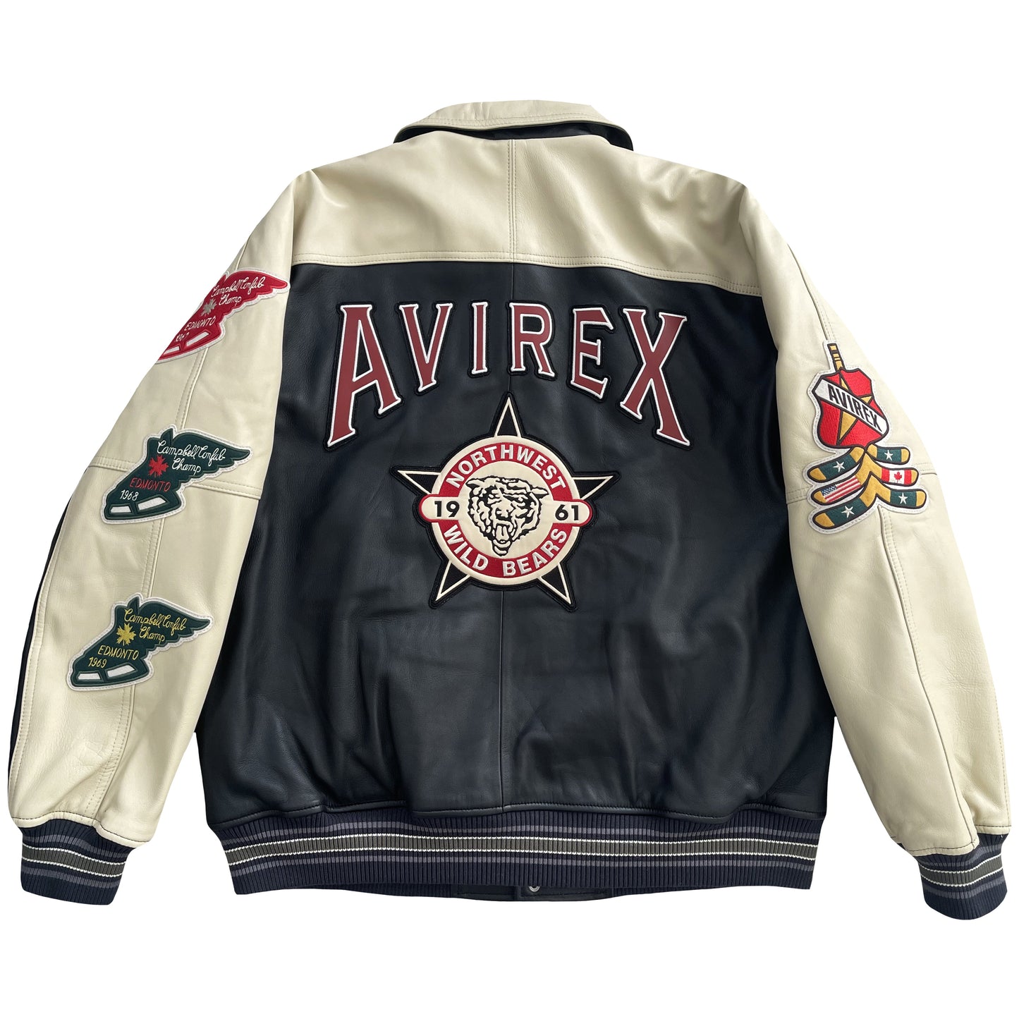 Avirex Wildbears Leather Varsity Jacket - XL | XL, Black