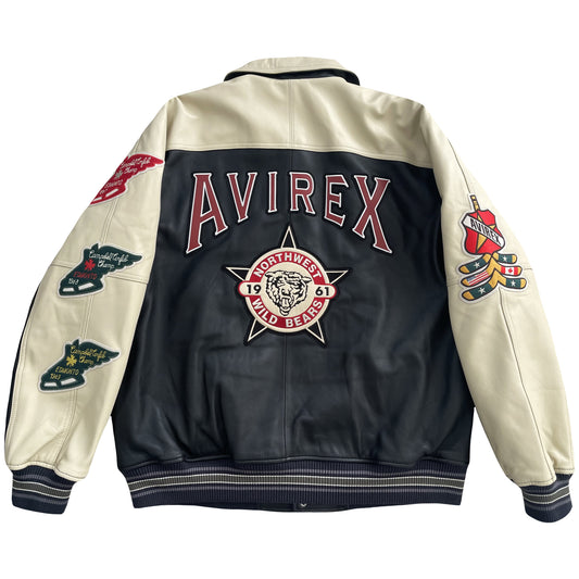 Avirex Wildbears Leather Varsity Jacket - XL | XL, Black