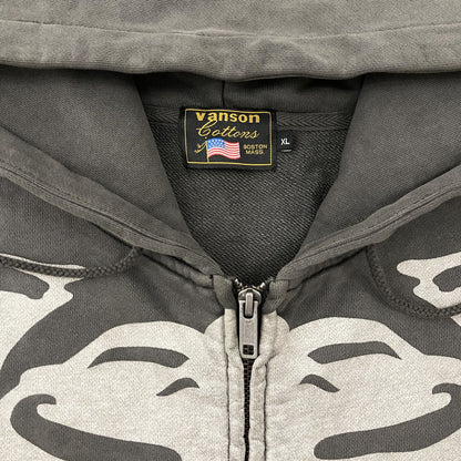 Vanson Leathers Distressed Skeleton Hoodie - XL | XL, Grey