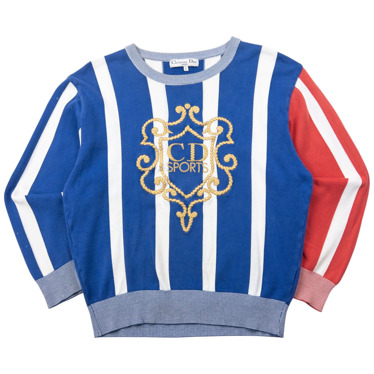 Vintage 90s Dior Sports Embroidered Striped Sweatshirt Womens Size 