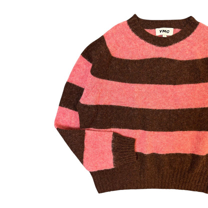 YMC Suedehead Pink Striped Sweatshirt