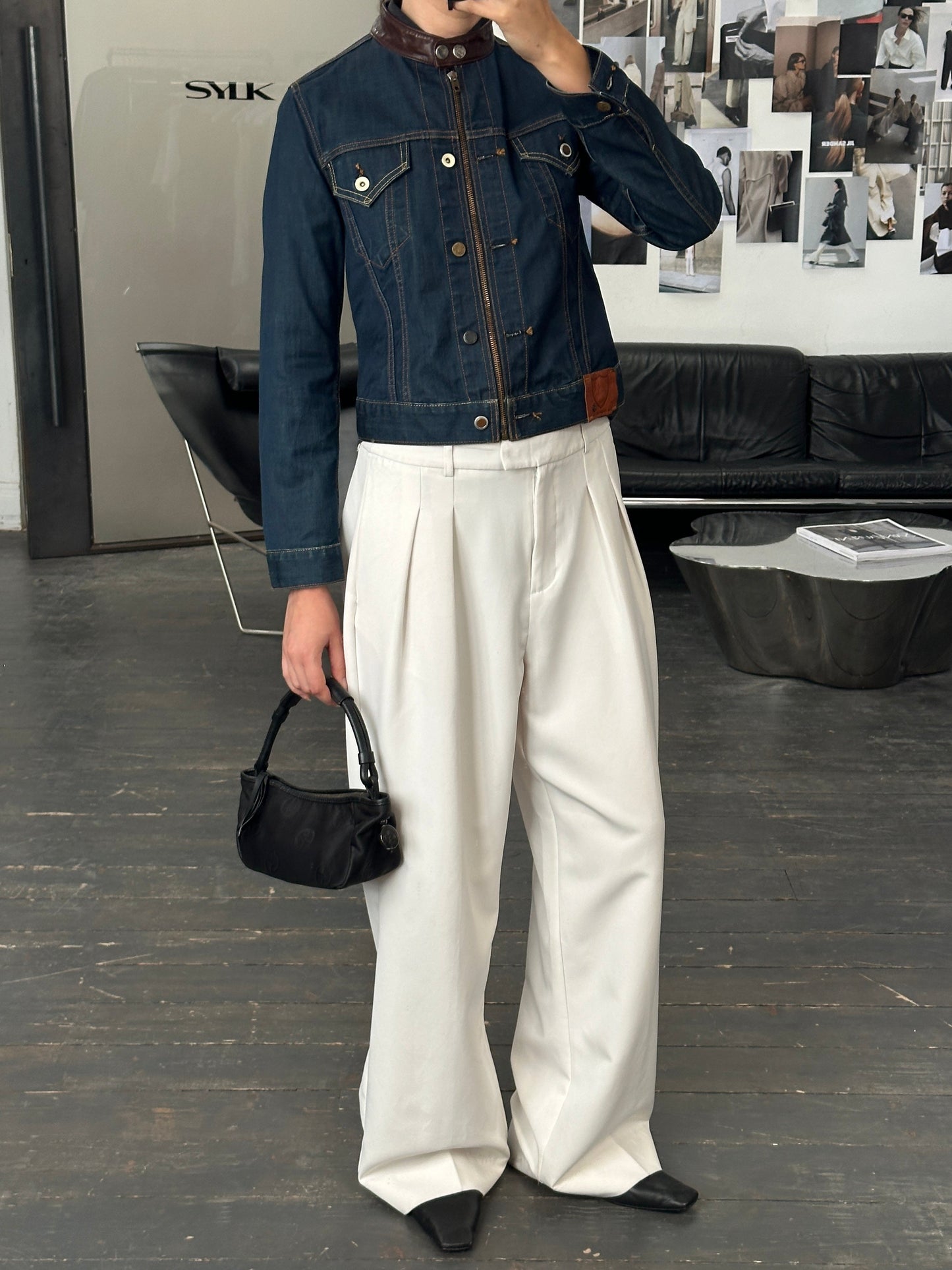 Hollywood Trading Company HTC 2000s “Night Flyer” Moto Denim Jacket - S