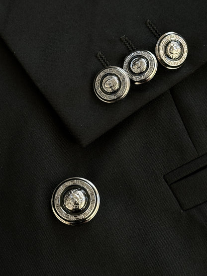 Gianni Versace 1990s Bespoke Medusa Button Double Breasted Blazer - 40R/L