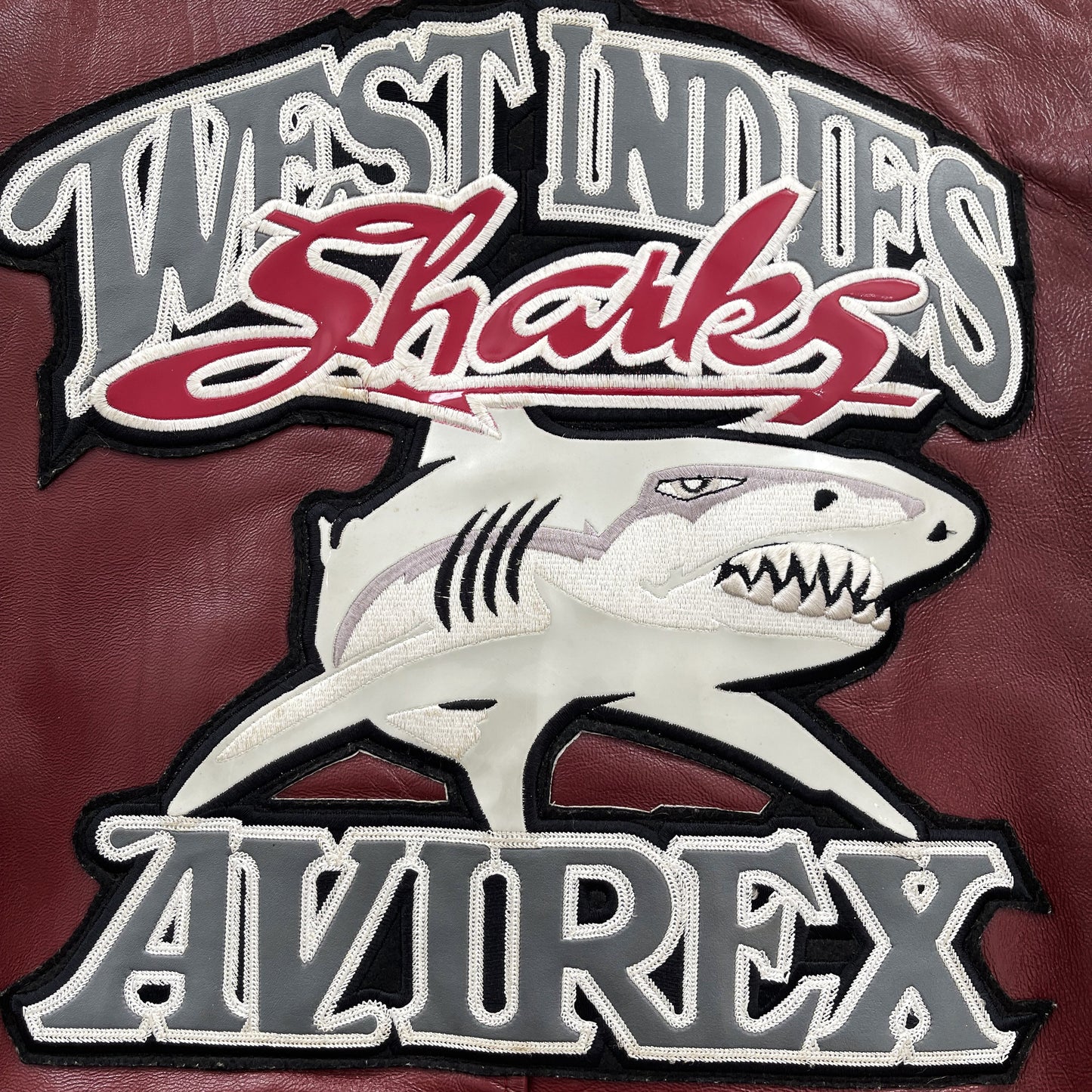 Avirex West Indies Sharks Leather Varsity Jacket - M