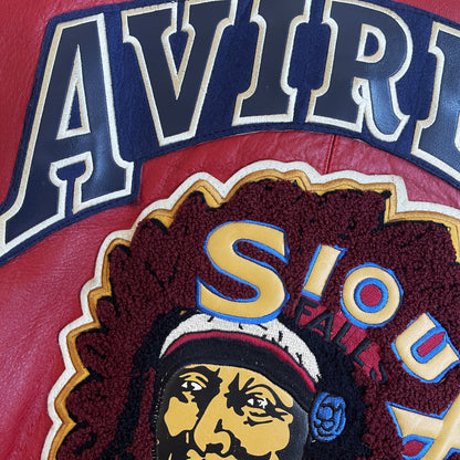 Avirex 'Sioux Football Team' Leather Varsity Jacket - S